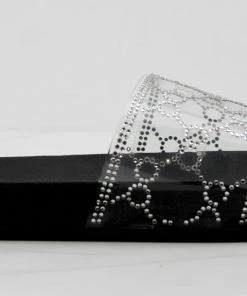 Lemonade Women's Extra Fly Womens Lucite Strap Rhinestone Embellished Slides 11 Lemonade Women's Extra Fly Womens Lucite Strap Rhinestone Embellished Slides