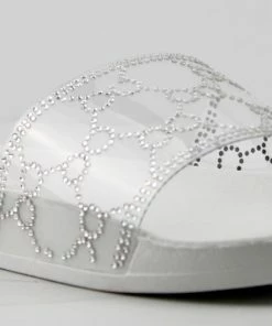 Lemonade Women's Extra Fly Womens Lucite Strap Rhinestone Embellished Slides 15 Lemonade Women's Extra Fly Womens Lucite Strap Rhinestone Embellished Slides