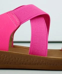 Lucky Top Edie-71k Little Girls Comfort Elastic Cross Strap Rhinestone Sandals