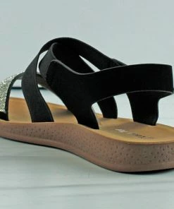 Lucky Top Edie-71k Little Girls Comfort Elastic Cross Strap Rhinestone Sandals