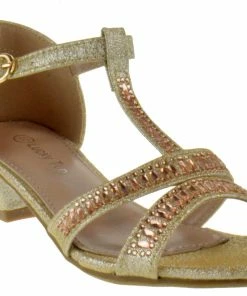 Lucky Top LIQUIDATIONS! Ekans 3K Little Girls Heeled Glitter Dress Sandals