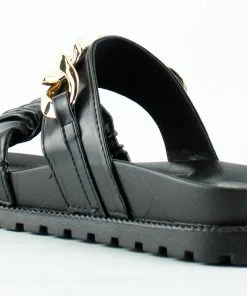 YOKI Women's Elza Womens Double Strap Chain Accent Slip On Sandals 8 YOKI Women's Elza Womens Double Strap Chain Accent Slip On Sandals