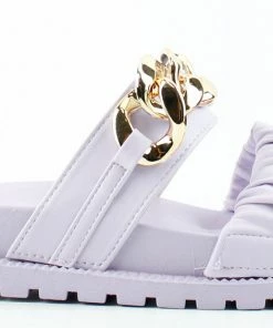 YOKI Women's Elza Womens Double Strap Chain Accent Slip On Sandals 10 YOKI Women's Elza Womens Double Strap Chain Accent Slip On Sandals