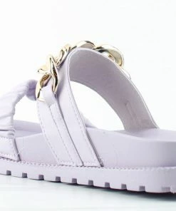 YOKI Women's Elza Womens Double Strap Chain Accent Slip On Sandals 11 YOKI Women's Elza Womens Double Strap Chain Accent Slip On Sandals