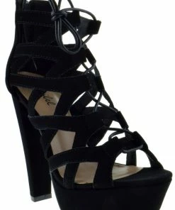 Shoe Dezigns Emillie-3 Womens Lace Up Cross Strap Heel Sandal LIQUIDATIONS!