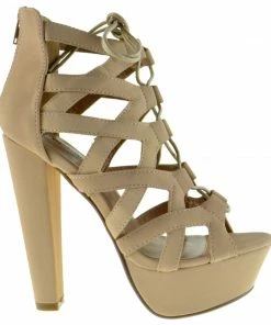 Shoe Dezigns Emillie-3 Womens Lace Up Cross Strap Heel Sandal LIQUIDATIONS!