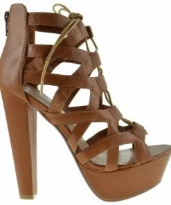 Shoe Dezigns Emillie-3 Womens Lace Up Cross Strap Heel Sandal LIQUIDATIONS!