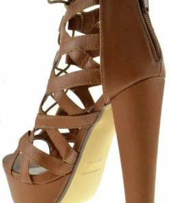 Shoe Dezigns Emillie-3 Womens Lace Up Cross Strap Heel Sandal LIQUIDATIONS!