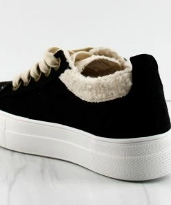 Cityclassified Women's Endear Womens Lace Up Shearling Low Top Sneakers