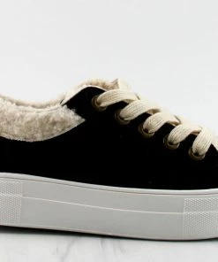 Cityclassified Women's Endear Womens Lace Up Shearling Low Top Sneakers