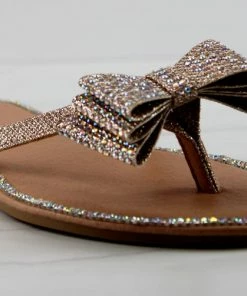 Forever Fannie 102 Womens Rhinestone Bow Embellished Thing Strap Sandals