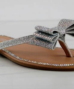 Forever Fannie 102 Womens Rhinestone Bow Embellished Thing Strap Sandals