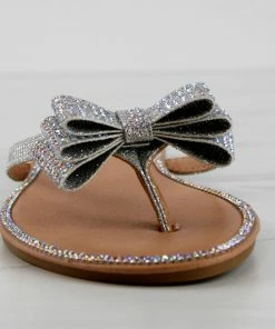 Forever Fannie 102 Womens Rhinestone Bow Embellished Thing Strap Sandals