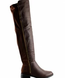 Forever Fifty 59 Womens Almond To Two Toned Zip Up Over The Knee Boots