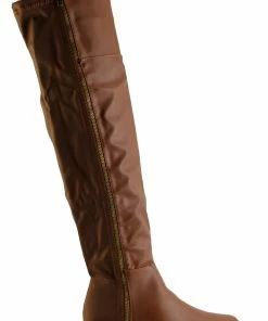 Forever Fifty 59 Womens Almond To Two Toned Zip Up Over The Knee Boots