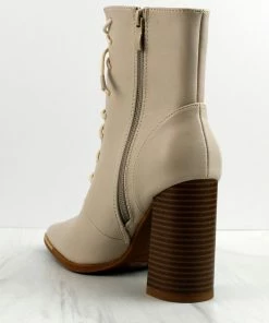 Top Moda Women's Flynn-1 Womens Lace Up Block High Heel Boots