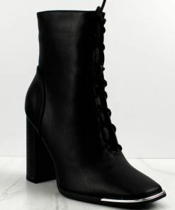 Top Moda Women's Flynn-1 Womens Lace Up Block High Heel Boots