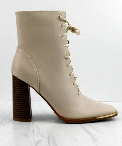 Top Moda Women's Flynn-1 Womens Lace Up Block High Heel Boots