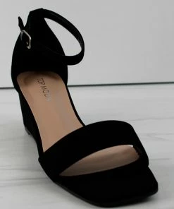 Top Moda Women's Fox 66 Womens Square Toe Low Wedge Heel Dress Sandals