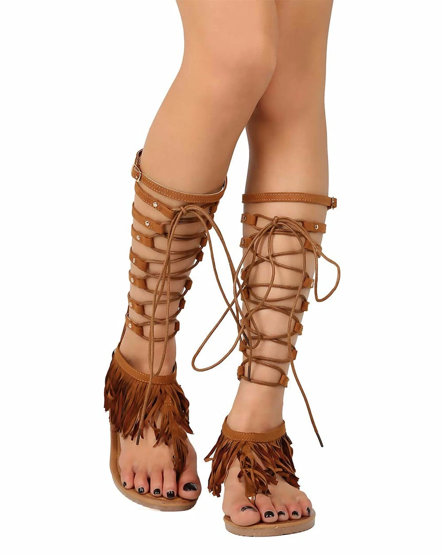 Nature Breeze Foxy 02 Womens Lace Up Fringe High Gladiator Sandals LIQUIDATIONS! 1 Nature Breeze Foxy 02 Womens Lace Up Fringe High Gladiator Sandals LIQUIDATIONS!