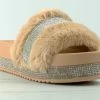 Lucita Women's Furry 501W Womens Platform Rhinestone Faux Fur Slides