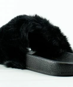 Lucita Furry-601 Womens Faux Fur Rhinestone Slides