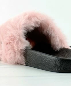 Lucita Furry-601 Womens Faux Fur Rhinestone Slides