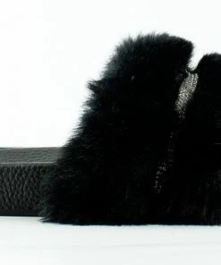 Lucita Furry-601 Womens Faux Fur Rhinestone Slides