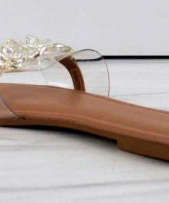 Top Moda Gemma-22 Womens Transparent Strap Open Toe Slides Women's