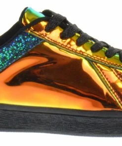 Forever Women's Glitter 2 Womens Sequin Embellished Metallic Lace Up Sneakers