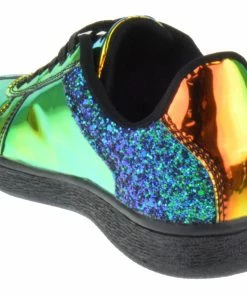 Forever Women's Glitter 2 Womens Sequin Embellished Metallic Lace Up Sneakers