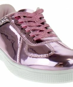 Forever Women's Glitter 2 Womens Sequin Embellished Metallic Lace Up Sneakers