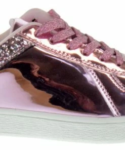 Forever Women's Glitter 2 Womens Sequin Embellished Metallic Lace Up Sneakers