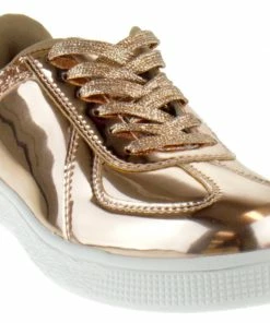 Forever Women's Glitter 2 Womens Sequin Embellished Metallic Lace Up Sneakers