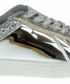 Forever Women's Glitter 2 Womens Sequin Embellished Metallic Lace Up Sneakers