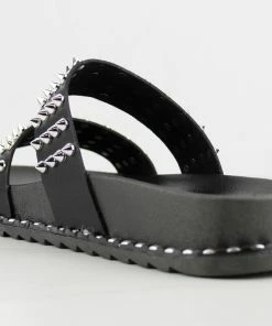 Forever Goth 33 Womens Double Band Spike Embellished Slip On Sandals