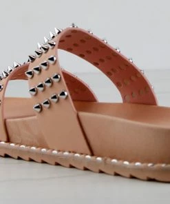 Forever Goth 33 Womens Double Band Spike Embellished Slip On Sandals