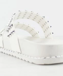 Forever Goth 33 Womens Double Band Spike Embellished Slip On Sandals