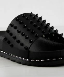 Forever Goth 36 Womens Spike Embellished Upper Band Slip On Sandals