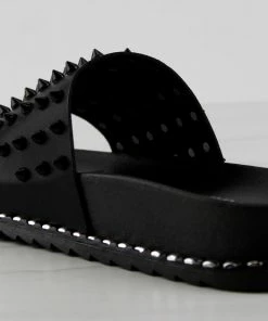 Forever Goth 36 Womens Spike Embellished Upper Band Slip On Sandals