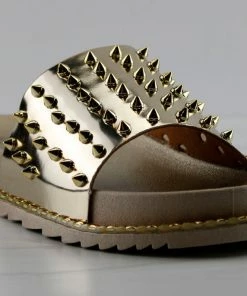 Forever Goth 36 Womens Spike Embellished Upper Band Slip On Sandals