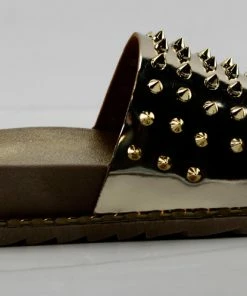 Forever Goth 36 Womens Spike Embellished Upper Band Slip On Sandals