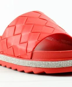 Forever Women's Great 12 Womens Platform Rhinestone Accent Slip On Sandals