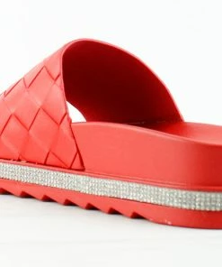 Forever Women's Great 12 Womens Platform Rhinestone Accent Slip On Sandals