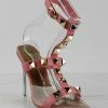 Lemonade Grounded Womens Strappy Spike Embellished Lucite Pointed Toe Heels Women's