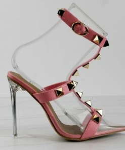 Lemonade Grounded Womens Strappy Spike Embellished Lucite Pointed Toe Heels Women's 6 Lemonade Grounded Womens Strappy Spike Embellished Lucite Pointed Toe Heels Women's