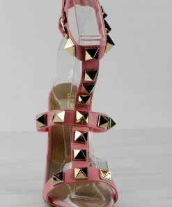 Lemonade Grounded Womens Strappy Spike Embellished Lucite Pointed Toe Heels Women's