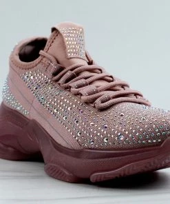 Forever Women's Sneakers Hana-49 Womens Rhinestone Lace Up Fashion Sneakers