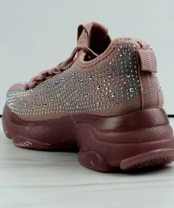 Forever Women's Sneakers Hana-49 Womens Rhinestone Lace Up Fashion Sneakers