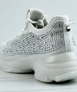 Forever Women's Sneakers Hana-49 Womens Rhinestone Lace Up Fashion Sneakers